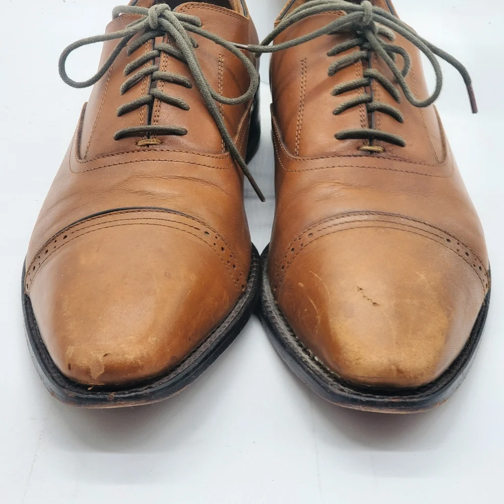 ◇◇ Saks Fifth Avenue Mens Leather Oxford Cap Toe Shoes Size 10.5